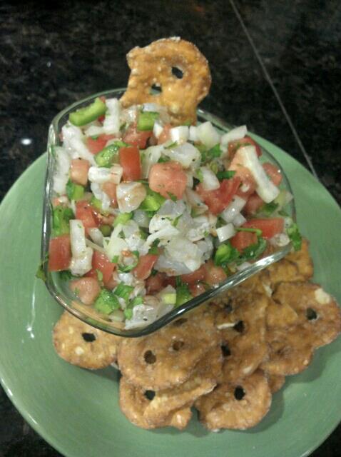 ceviche & pretzel chips
